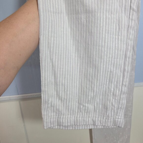 Gap Body Large Light Gray Metallic Drawstring Lightweight Cotton Lounge Pants - Picture 4 of 10